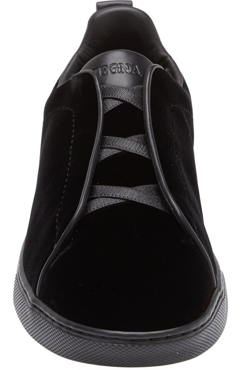 ZEGNA Triple Stitch Velvet Sneaker, Alternate, color, Black