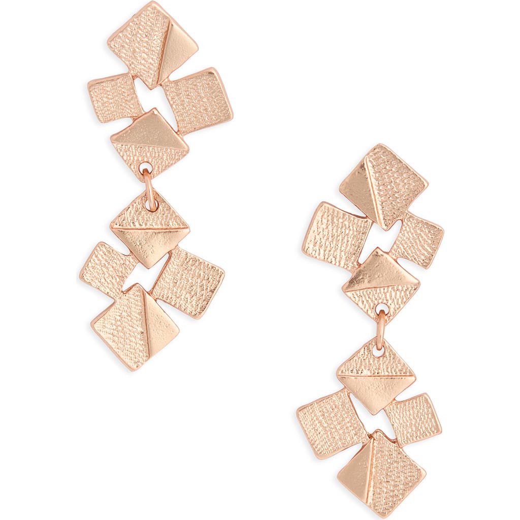 Karine Sultan Brushed Square Cluster Drop Earrings In Gold