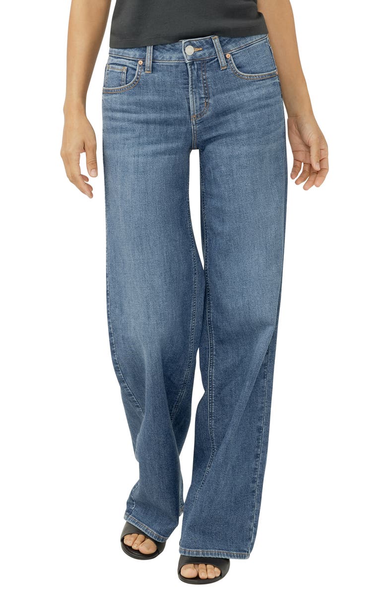 Silver Jeans Co. Suki Curvy Mid Rise Wide Leg Jeans, Alternate, color, Broydon