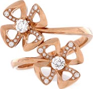BVLGARI Fiorever Double Ring 18K Rose Gold and Diamonds
