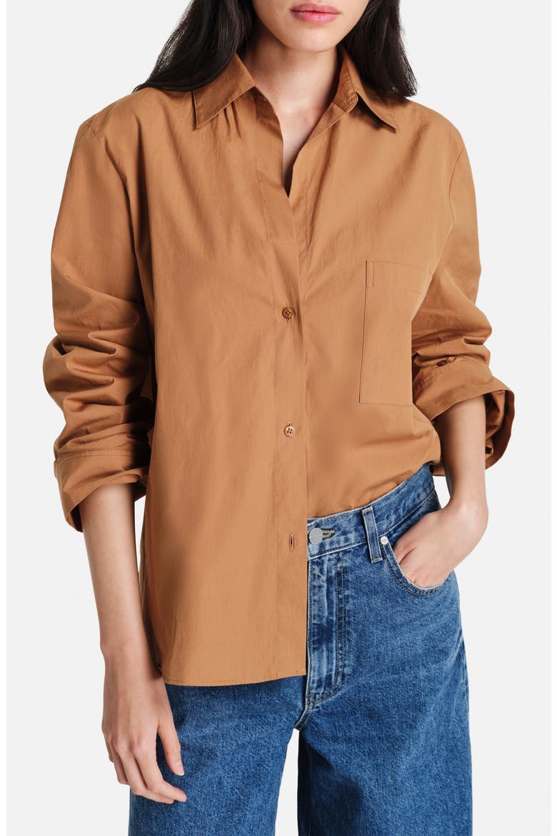 Next Morning Cotton Button-Up Shirt, Main, color, ARGAN OIL
