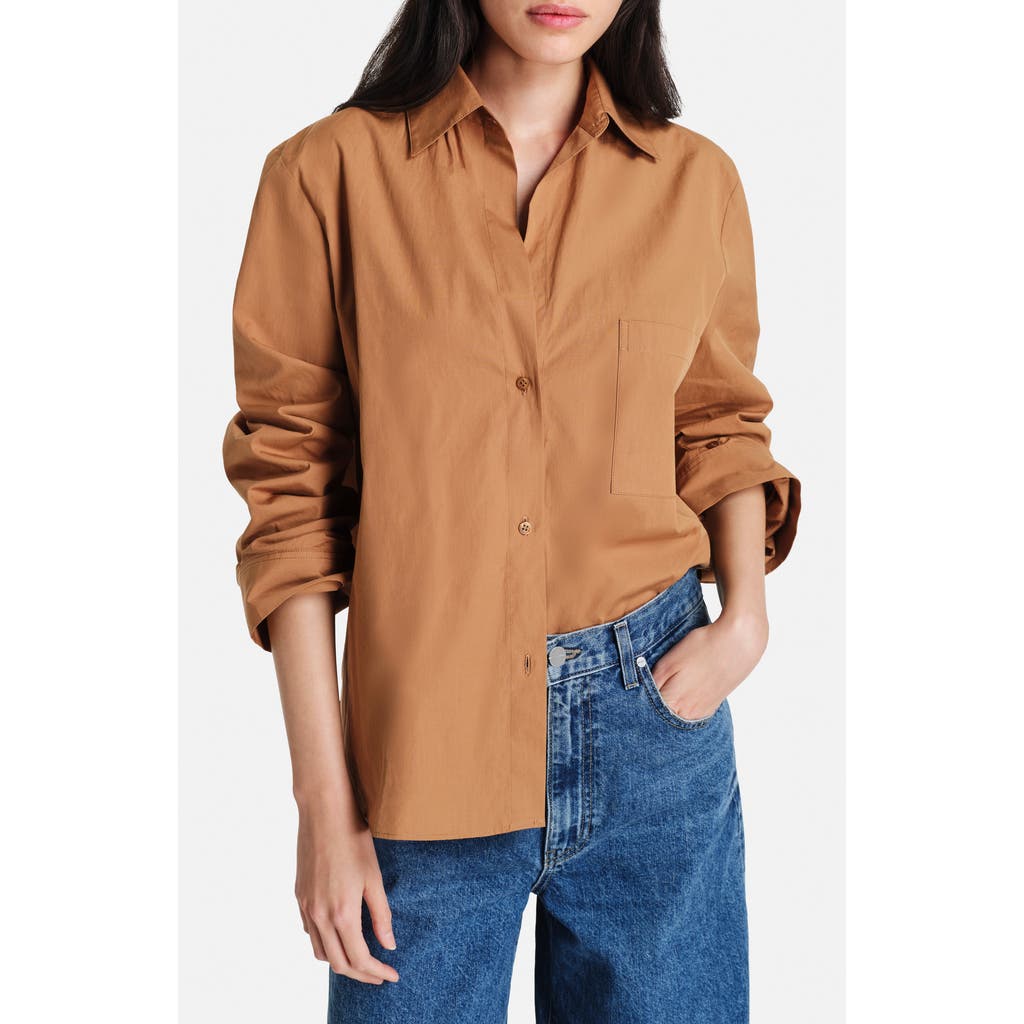 Twp Next Morning Cotton Button-up Shirt In Brown