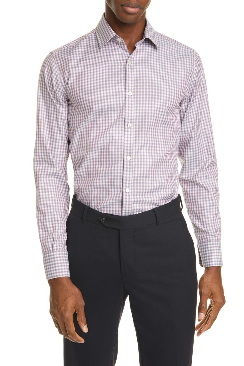 Classic Fit Check Button-Up Shirt, Main, color, BERRY