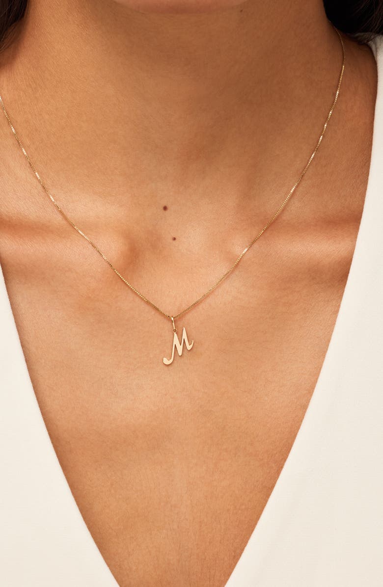 Ana Luisa Solid Yellow Gold - Script Letter Necklace, Alternate, color, G