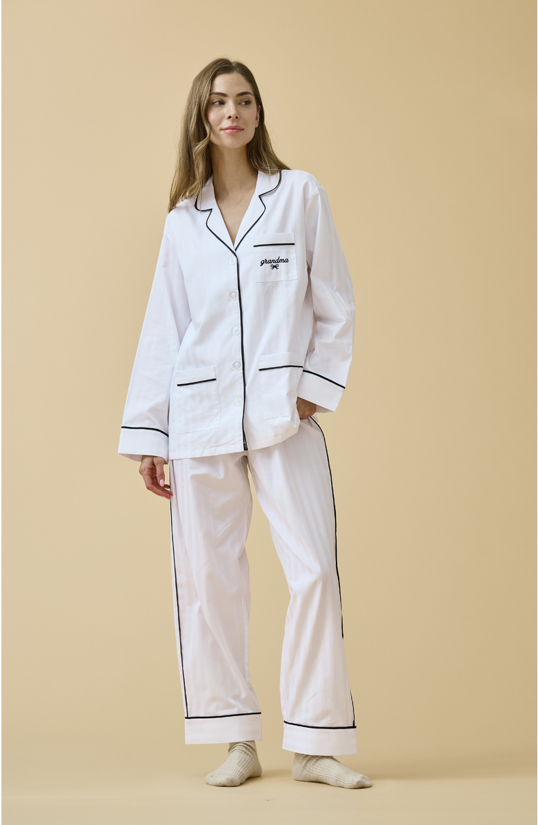 KIP Grandma Cotton Pajama Set, Alternate, color, Monochrome