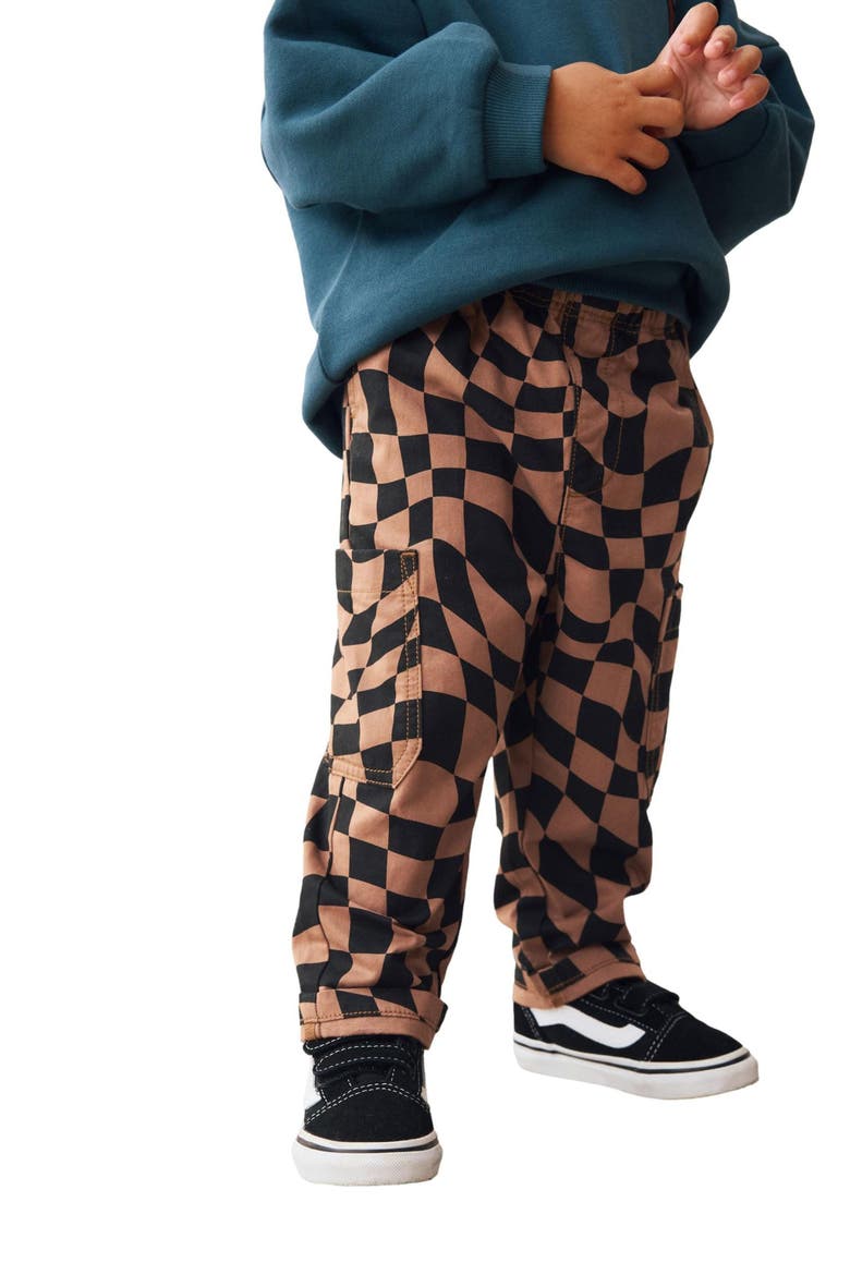 Kids' Check Baggy Cotton Sweatpants, Alternate, color, BEIGE MULTI