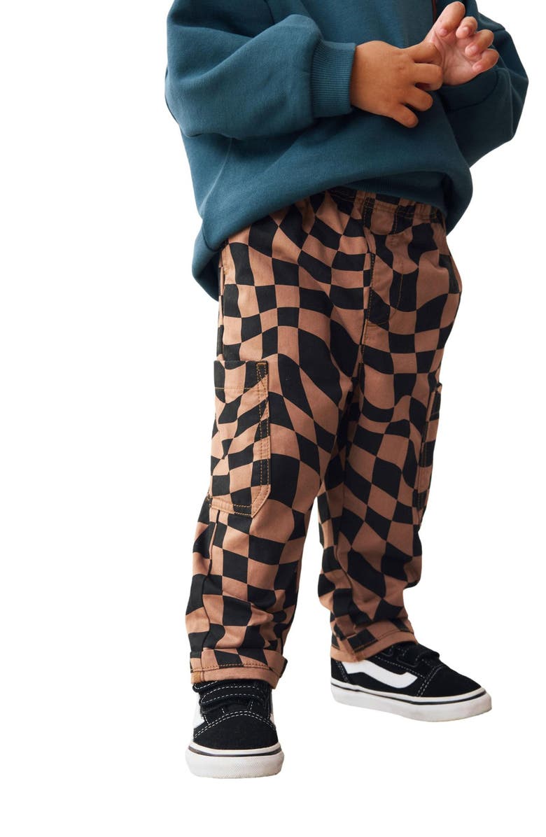 NEXT Kids' Check Baggy Cotton Sweatpants, Alternate, color, Beige Multi