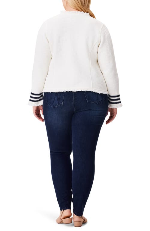 Nic + Zoe Fringe Trim Stripe Jacket In Multi