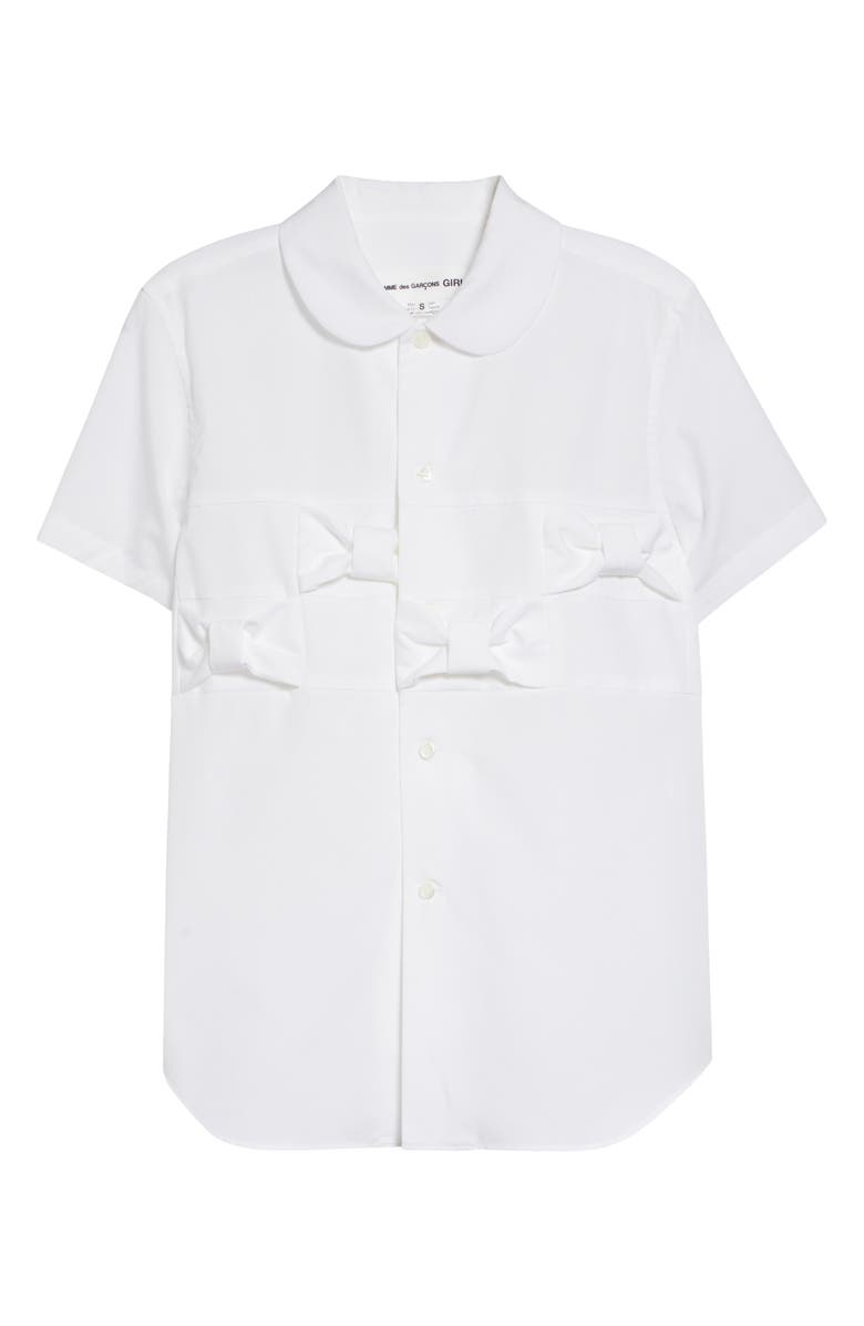 Comme des Garçons Girl Bow Detail Cotton Broadcloth Button-Up Shirt, Main, color, White