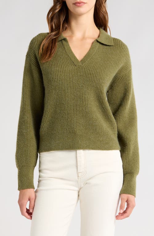 WAYF Sloan Rib Sweater in Olive 