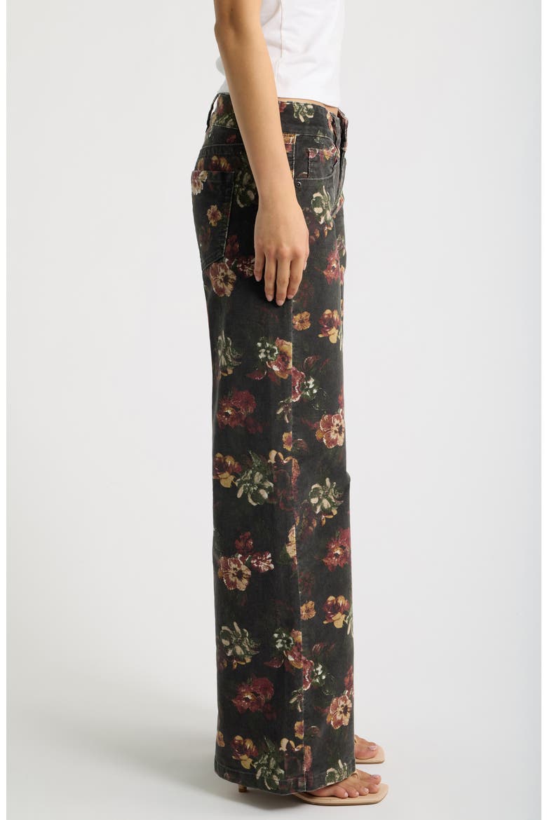 Floral Printed Low Rise Wide Leg Corduroy Pants, Alternate, color, VINTAGE BROWN