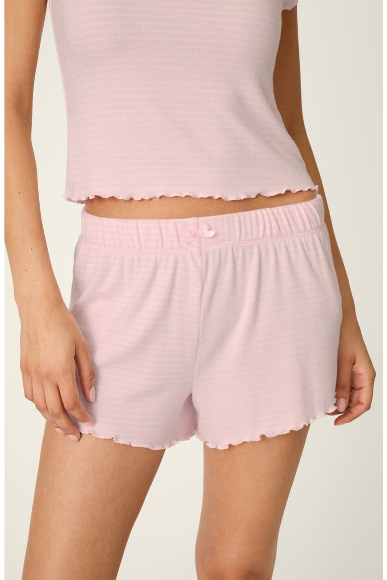 Striped Pointelle Pajama Shorts, Alternate, color, TENDER PINK