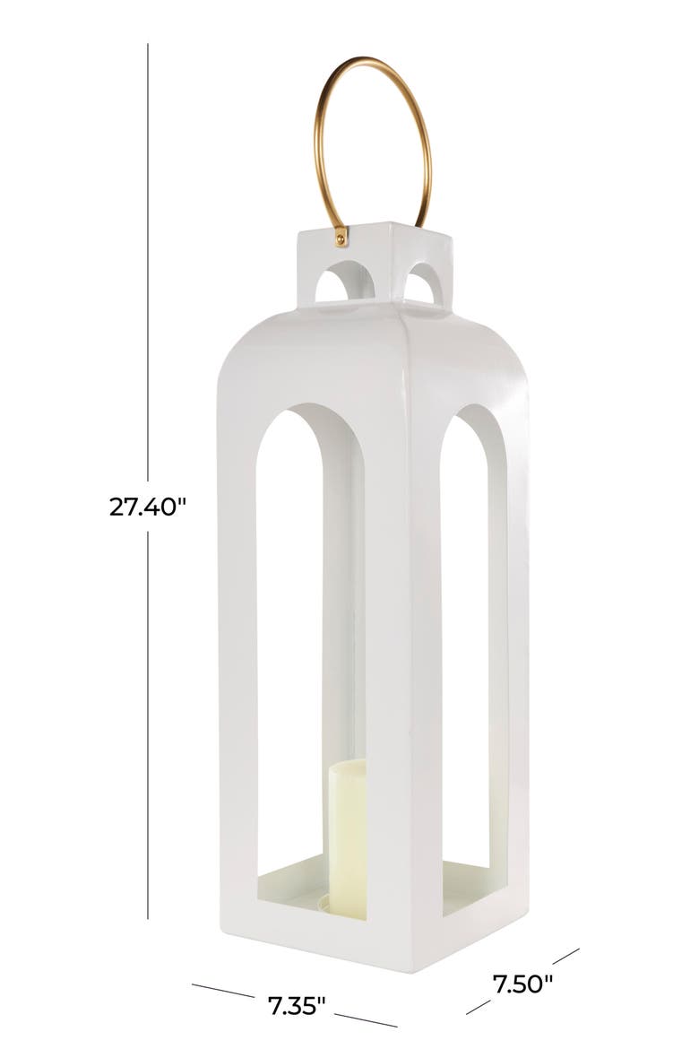 White Metal Candle Lantern, Alternate, color, WHITE