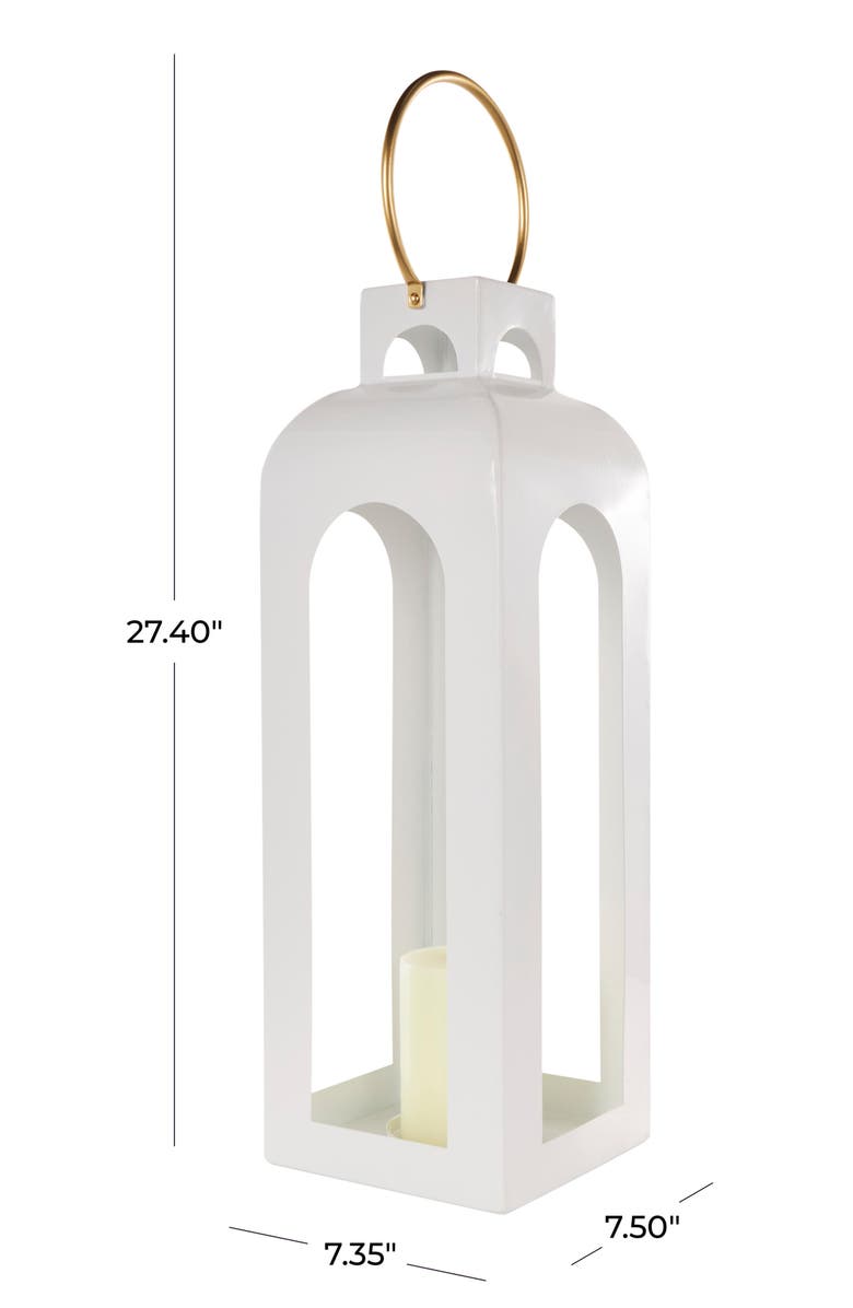 GINGER BIRCH STUDIO White Metal Candle Lantern, Alternate, color, White