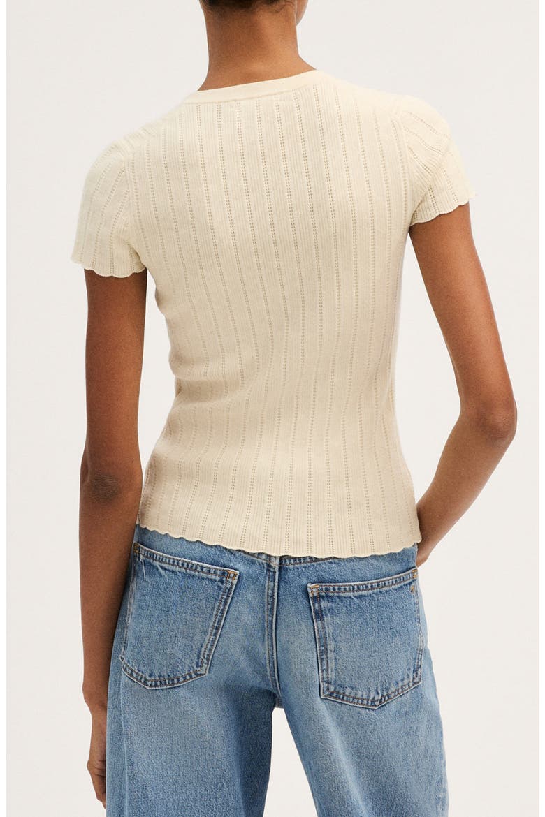 Cotton Blend Pointelle Short Sleeve Cardigan, Alternate, color, CANVAS