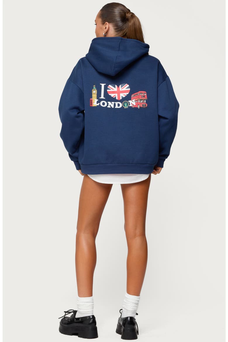Love London Oversize Hoodie, Alternate, color, NAVY