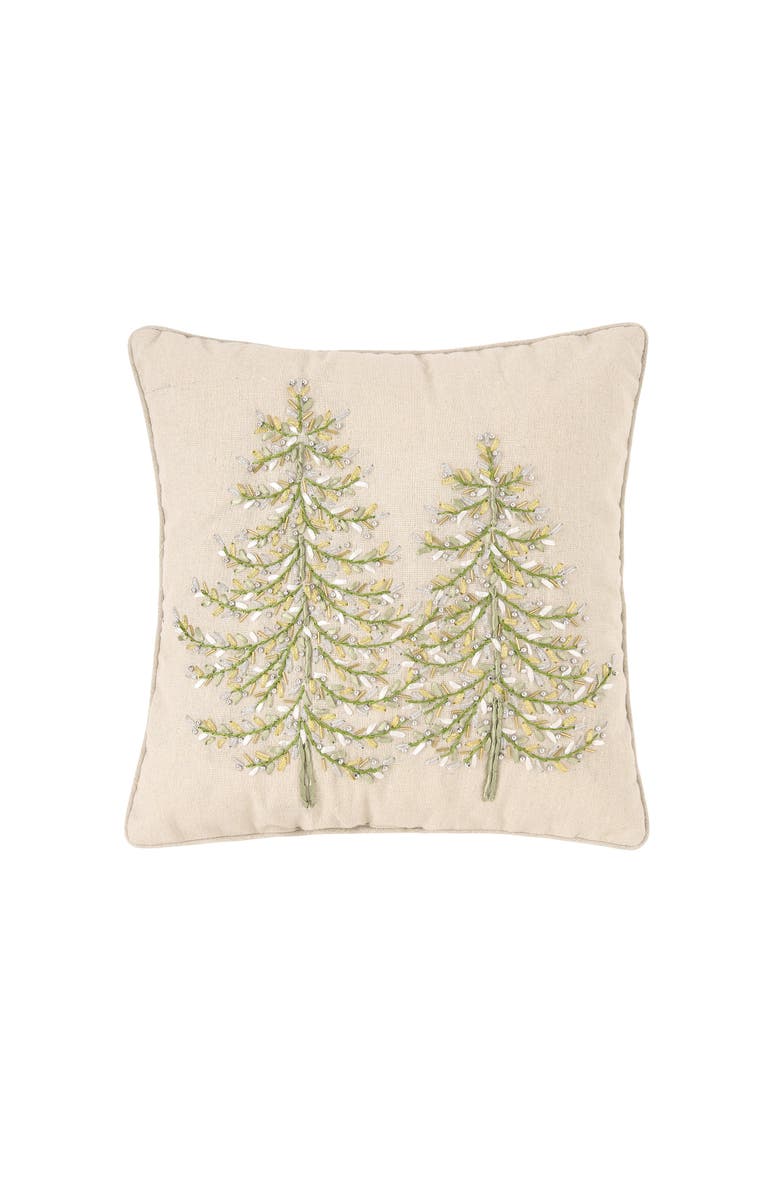 C&F Home Winter Garden Ribbon Art Tree Throw Pillow, 16" x 16", Main, color, Green