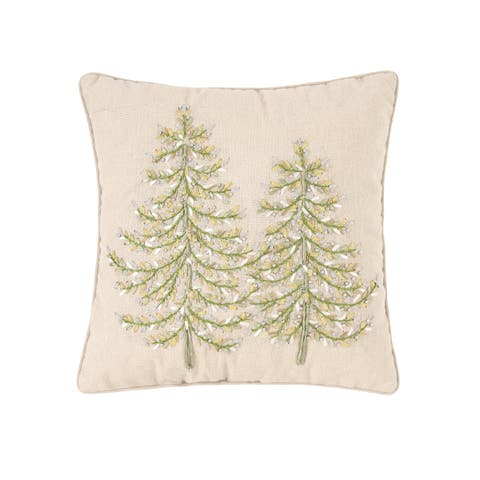 Winter Garden Ribbon Art Tree Throw Pillow, 16" x 16"