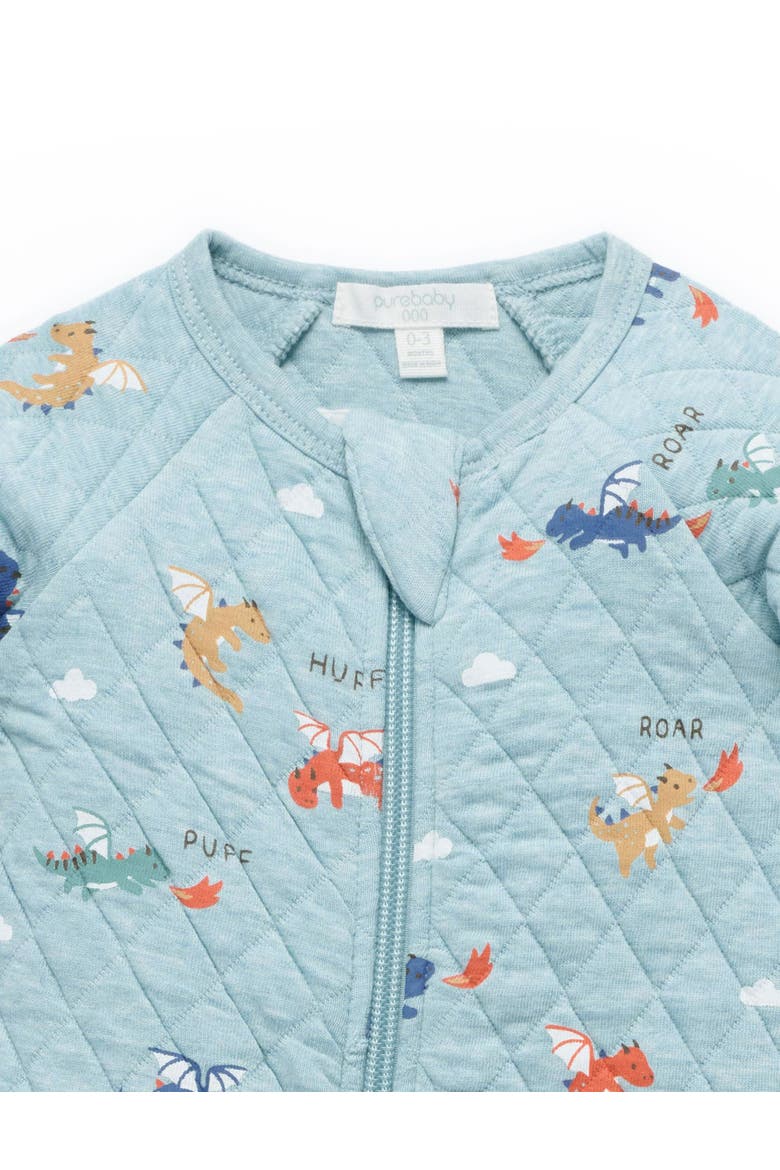 Baby Boy's Quilted Footie, Alternate, color, Dragon Print