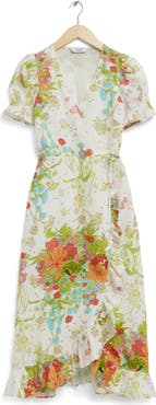 & Other Stories La Antonia Floral Linen Wrap Dress