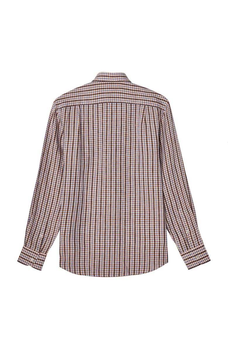 Robert Talbott Morgan Multi Check Linen Shirt, Alternate, color, Navy/Gold