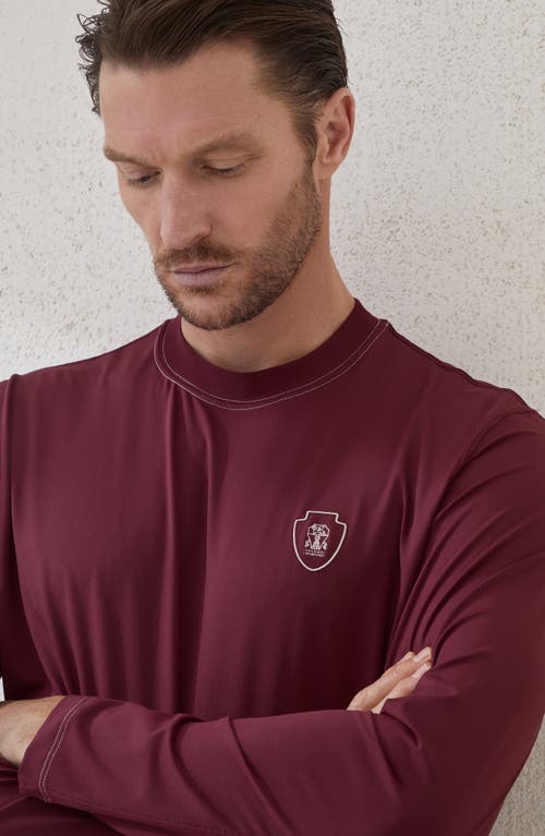 Brunello Cucinelli Comfort Nylon Long Sleeve T-shirt With Logo In Purple