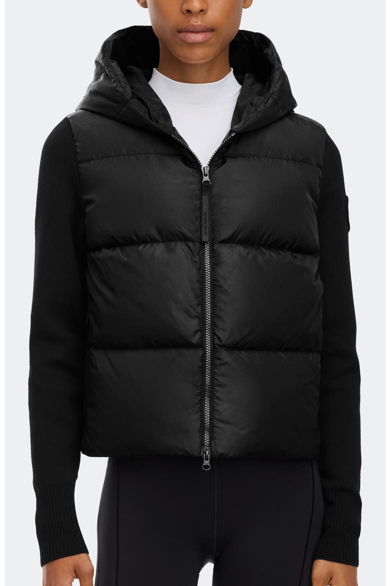Hybridge Mixed Media 750 Fill Power Down Puffer Jacket, Main, color, BLACK
