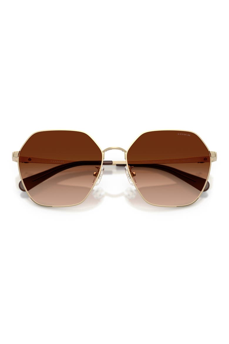 58mm Irregular Sunglasses, Alternate, color, SHINY LIGHT GOLD / BROWN