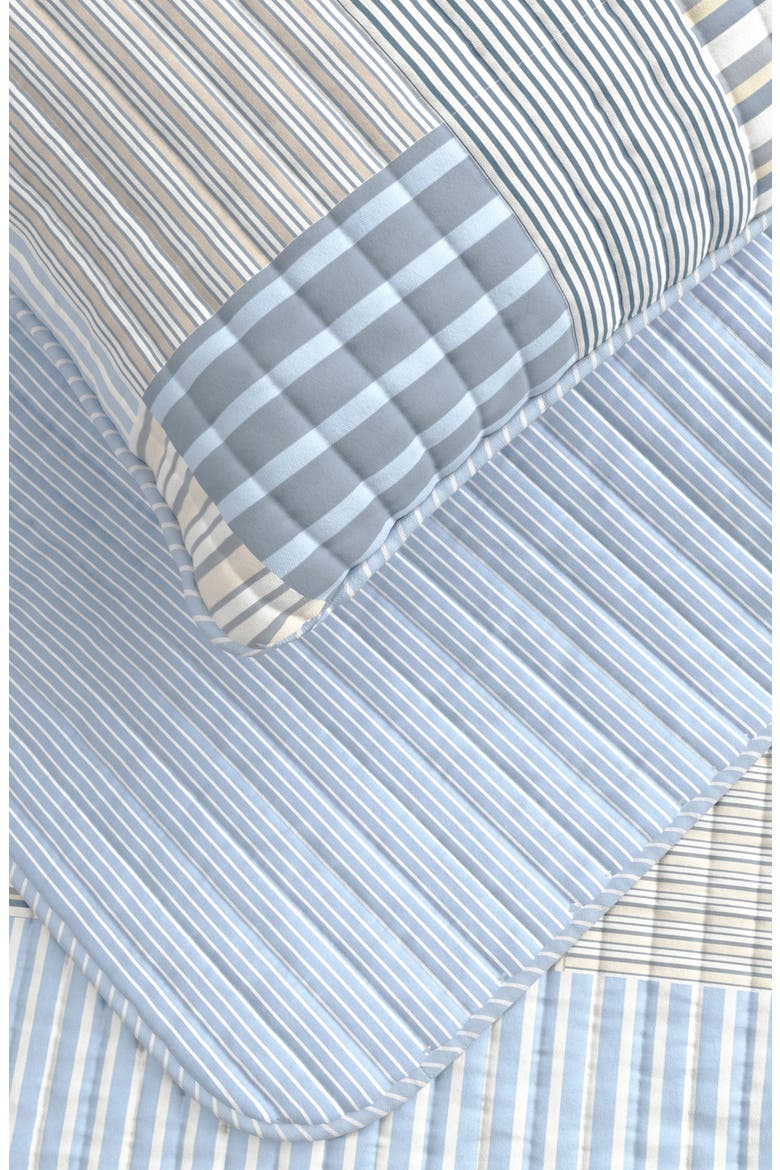 Stripe Patchwork Quilt Set, Alternate, color, BLUE STRIPE PATCHWORK