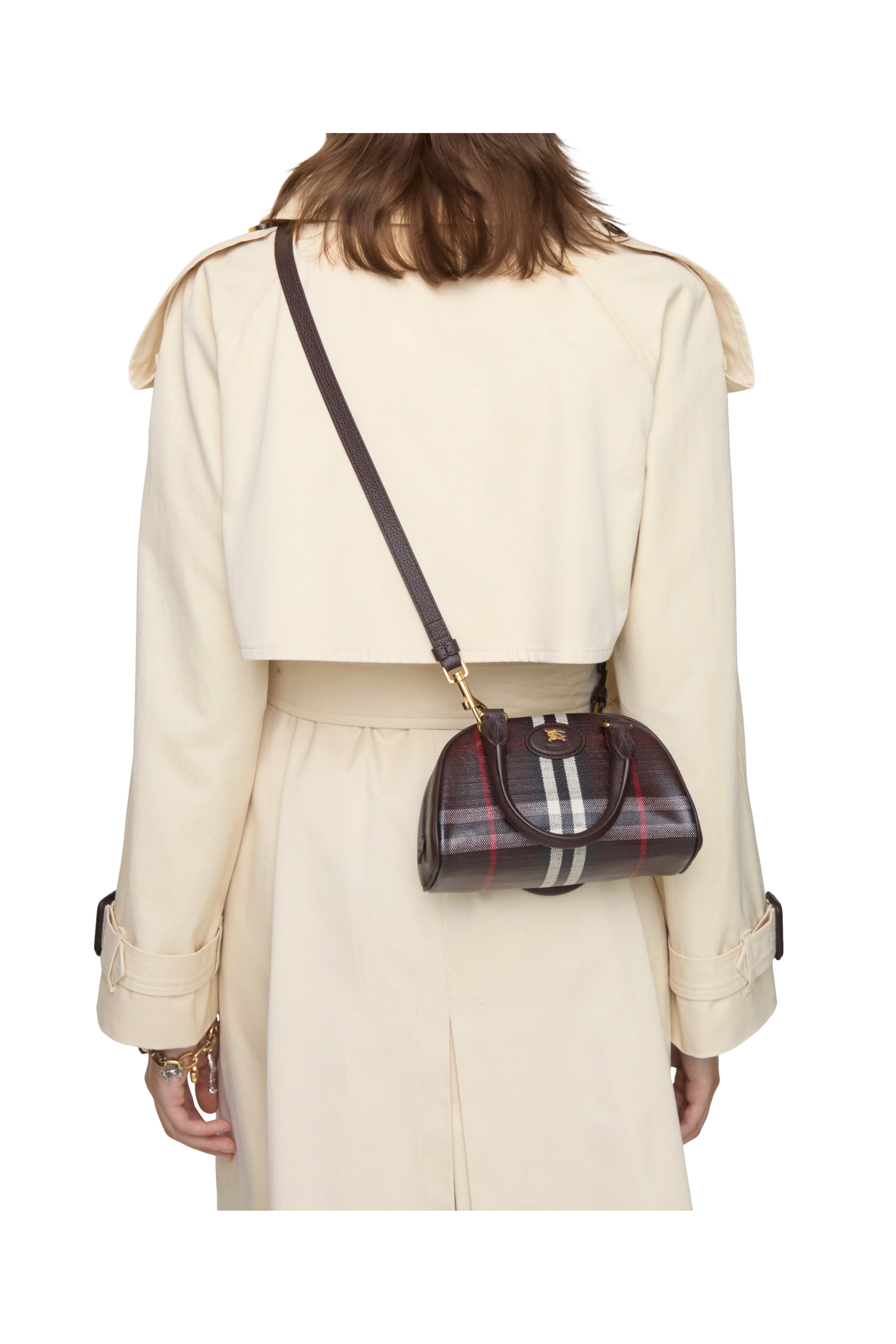 Burberry Mini Highlands Bowling Bag, Alternate, color, Mahogany Red