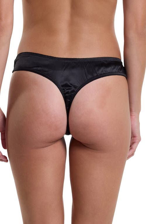 Hanky Panky Dark & Dangerous High Cut Satin Thong In Black
