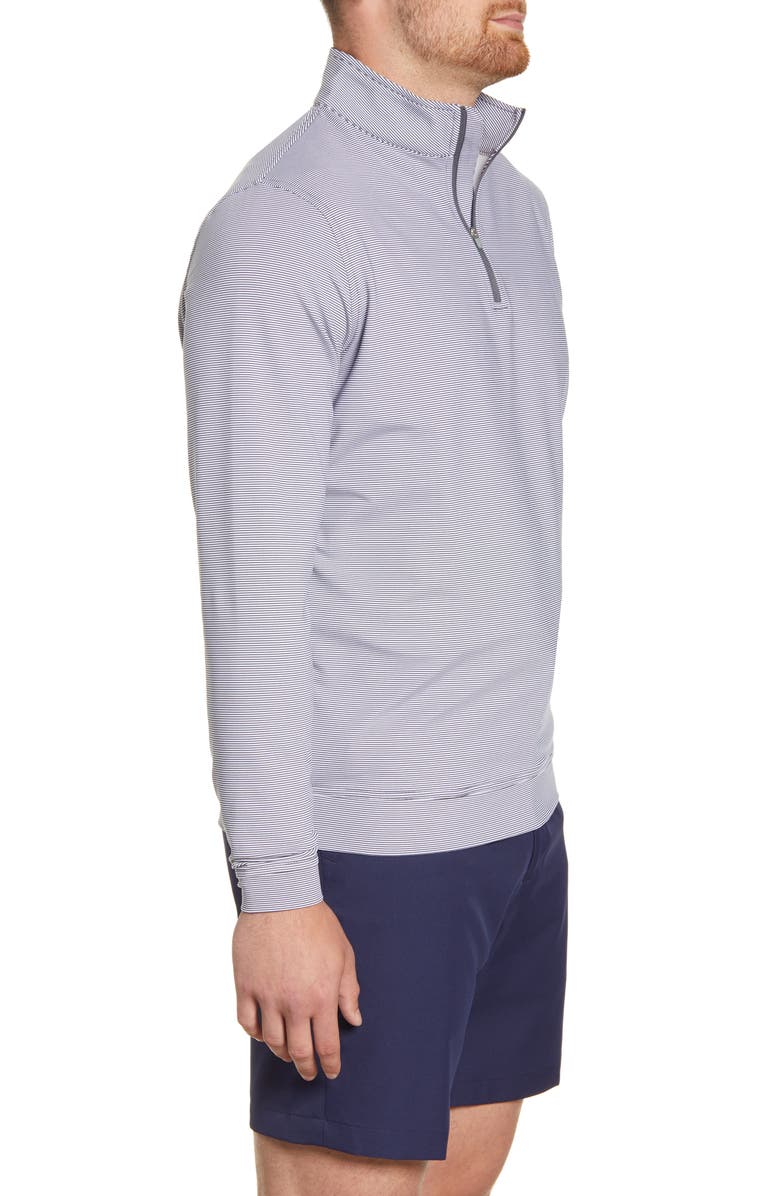 Peter Millar Perth Stripe Quarter Zip Performance Pullover, Alternate, color, Iron/White
