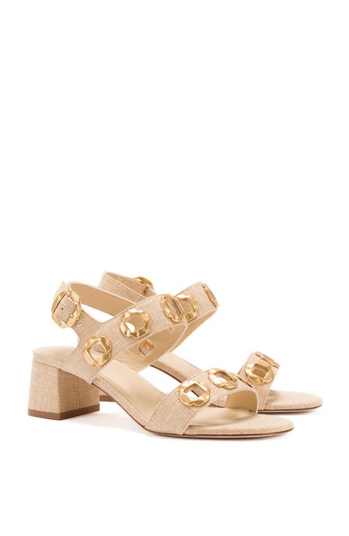 Larroude Women's Milan Embellished Raffia & Leather Sandals