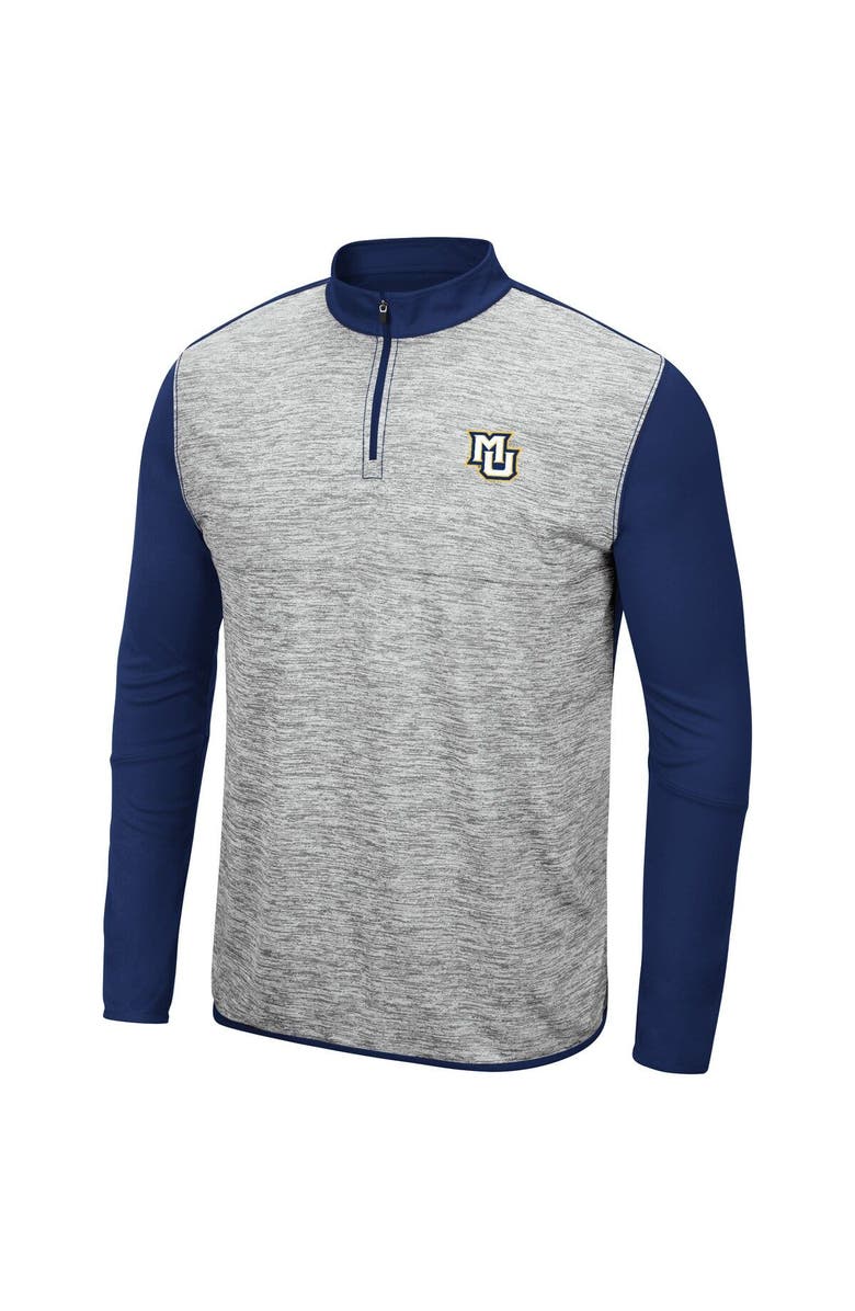COLOSSEUM Men's Colosseum Heather Gray/Navy Marquette Golden Eagles Prospect Quarter-Zip Jacket, Alternate, color,