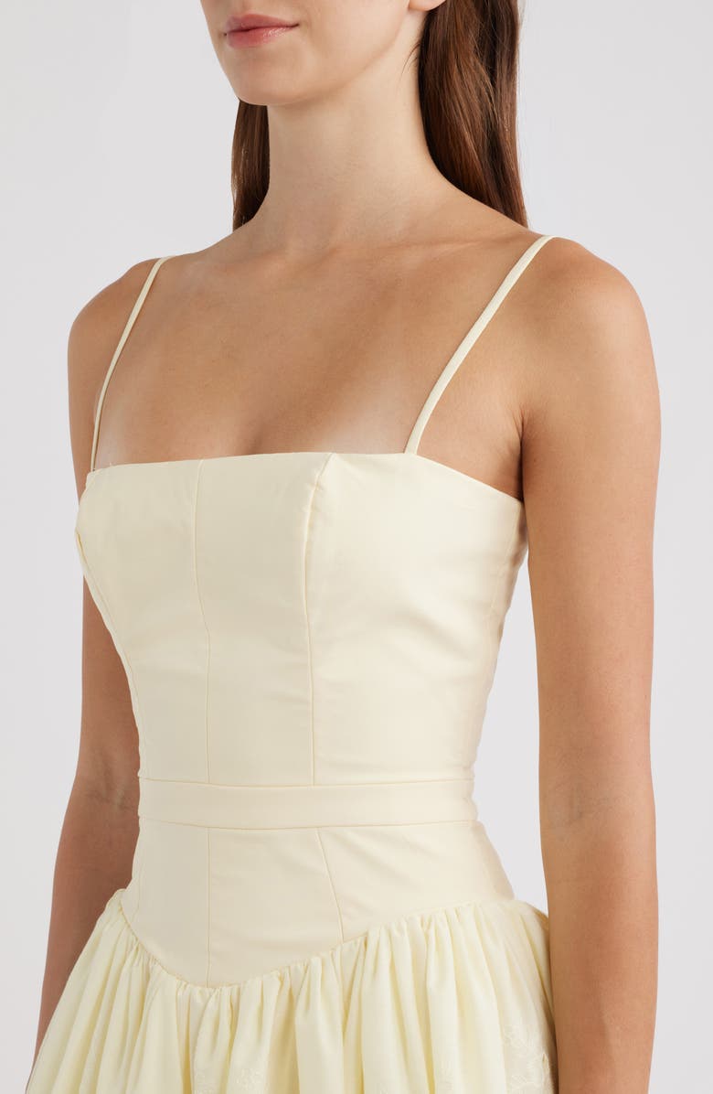 HOUSE OF CB Ysabella Lace Skirt Stretch Cotton Cocktail Dress, Alternate, color, Lemon