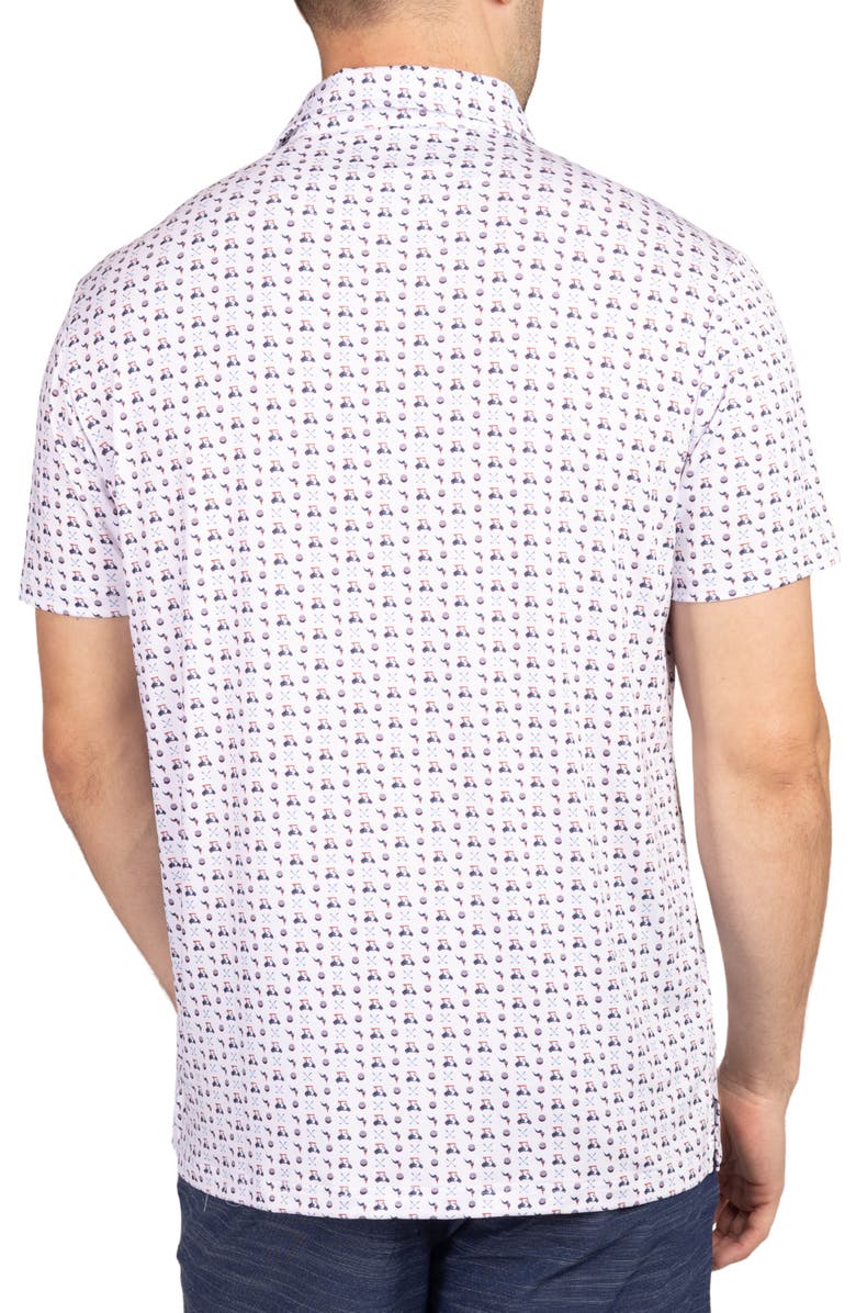 TailorByrd White Golf Carts Print Performance Polo, Alternate, color, 