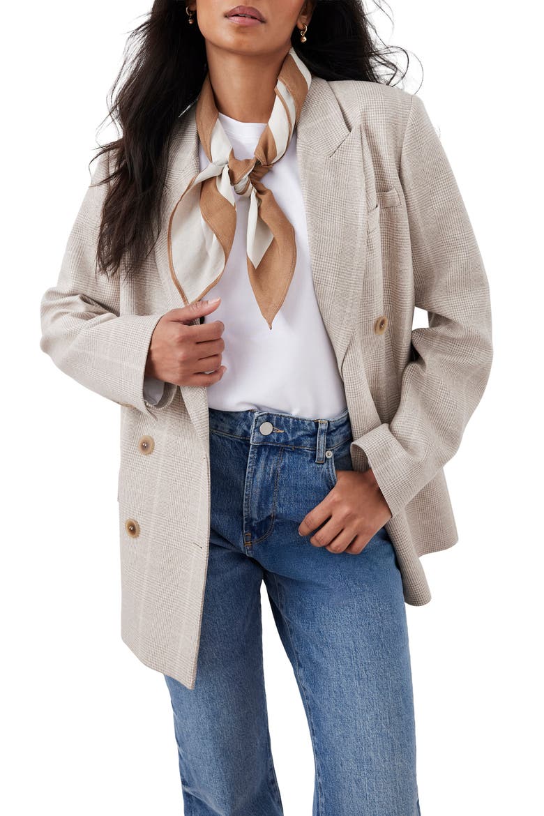 Checked Double Breasted Blazer, Alternate, color, Neutral