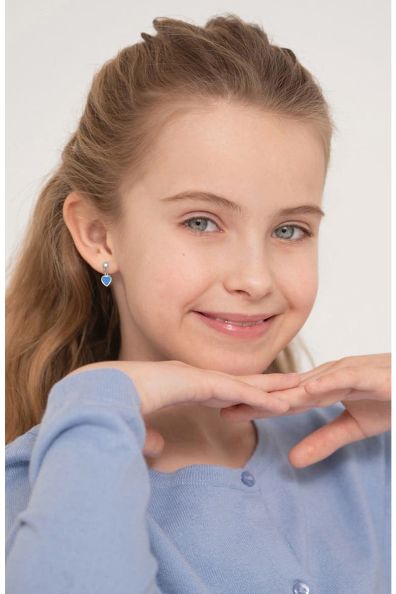 Turquoise Heart Dangle Girl Earrings, Alternate, color, Aqua Blue