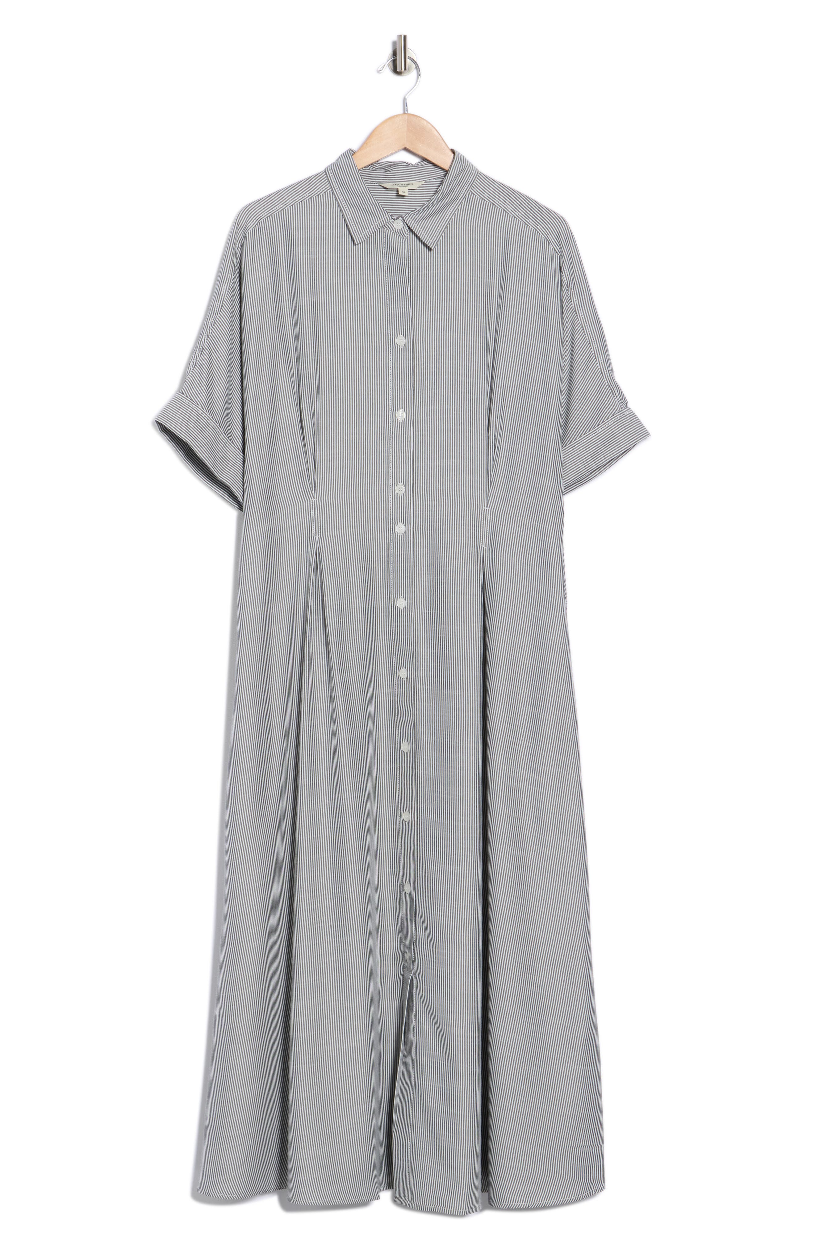 MAX STUDIO Stripe Short Sleeve Maxi Shirtdress