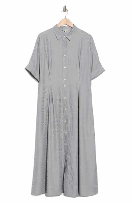 MAX STUDIO Stripe Short Sleeve Maxi Shirtdress