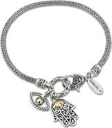 SAMUEL B. Sterling Silver & 18K Gold Hamsa And Evil Eye Charm Bracelet