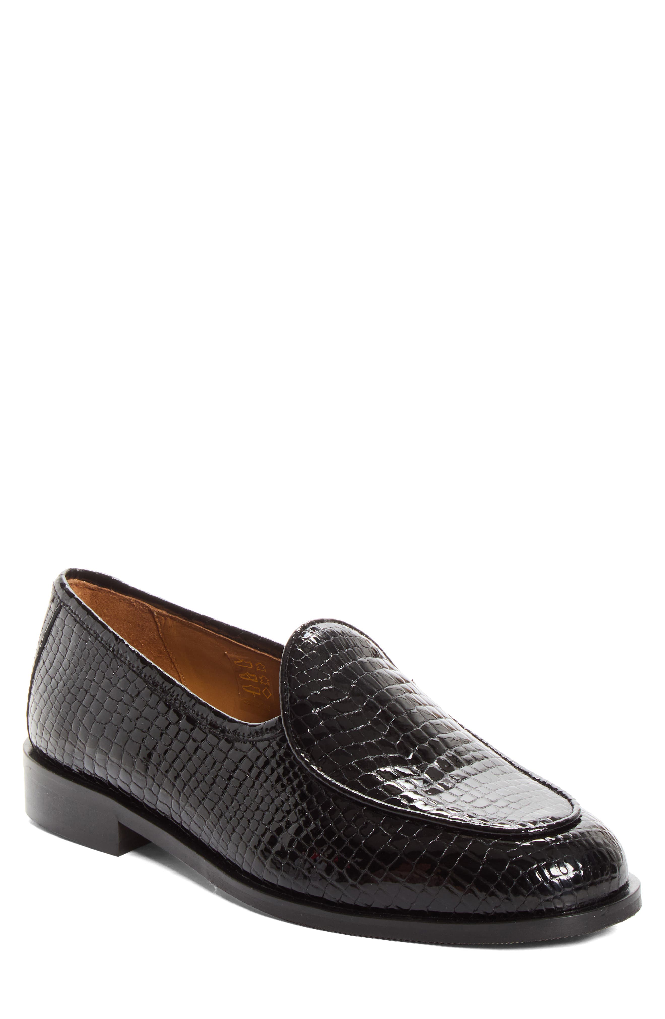 Jacques New Croc Embossed Patent Leather Loafer, Main, color, PATENT CROC BLACK