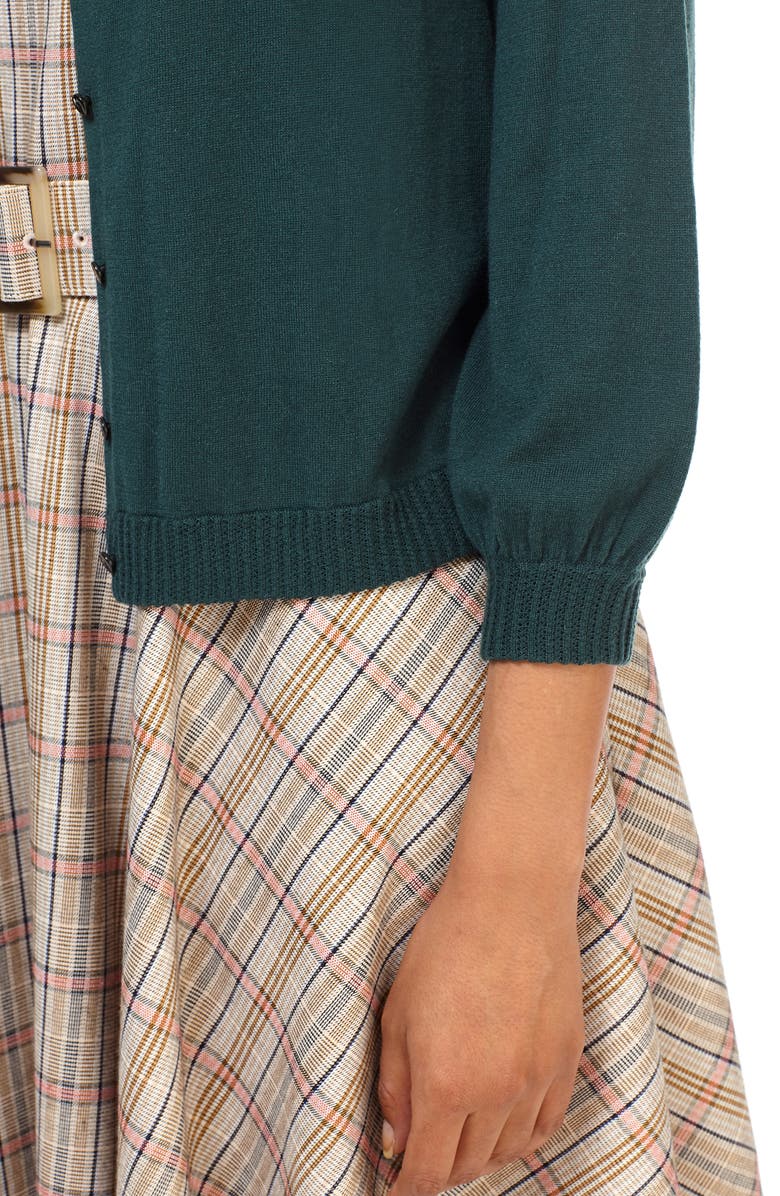 Gal Meets Glam Collection Puff Sleeve Cardigan, Alternate, color, Deep Forest