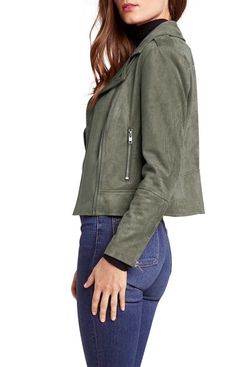 BB Dakota Not Your Baby Faux Suede Moto Jacket, Alternate, color, SURPLUS GREEN