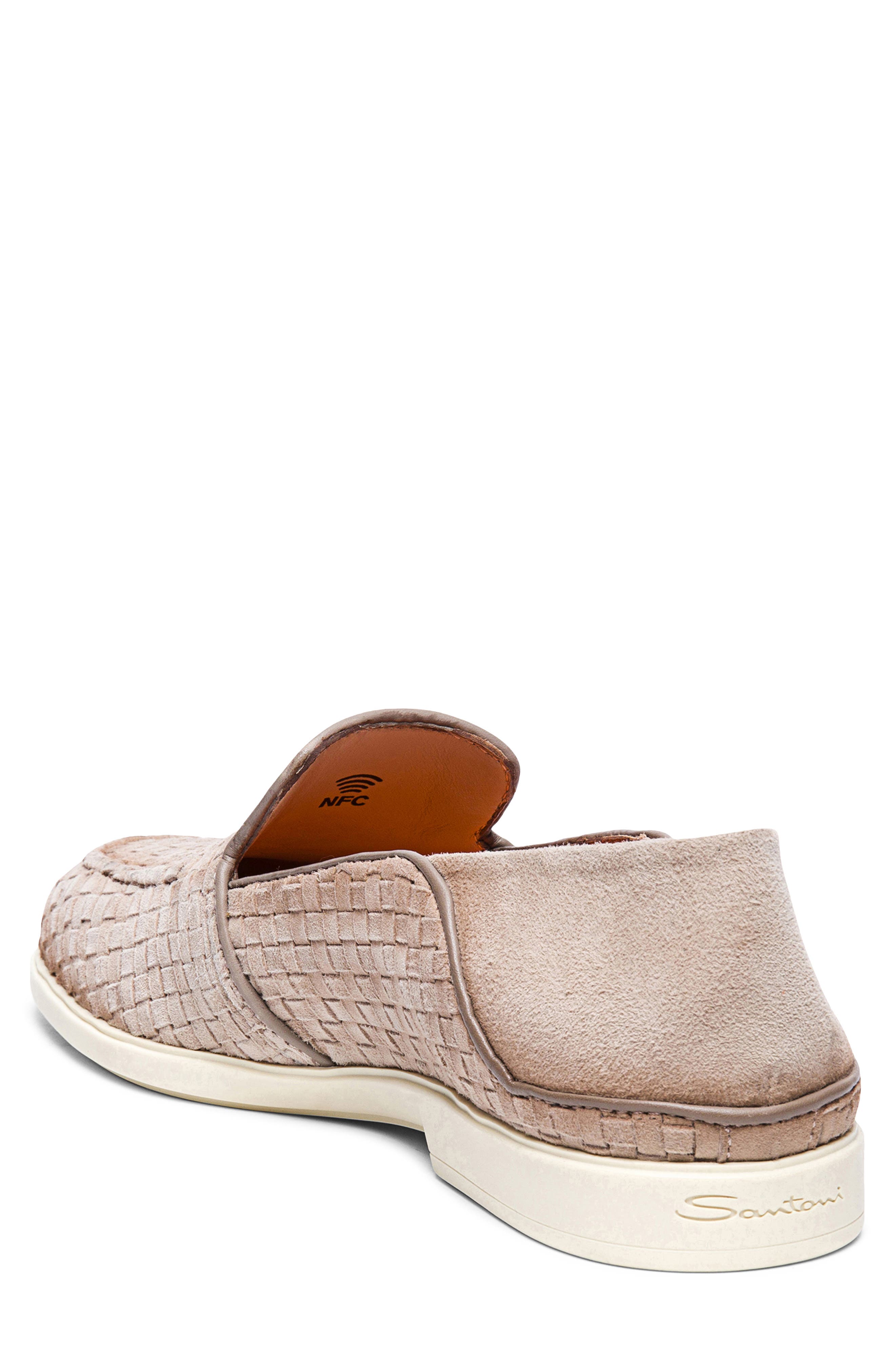 Santoni Woven Loafer, Alternate, color, Light Brown