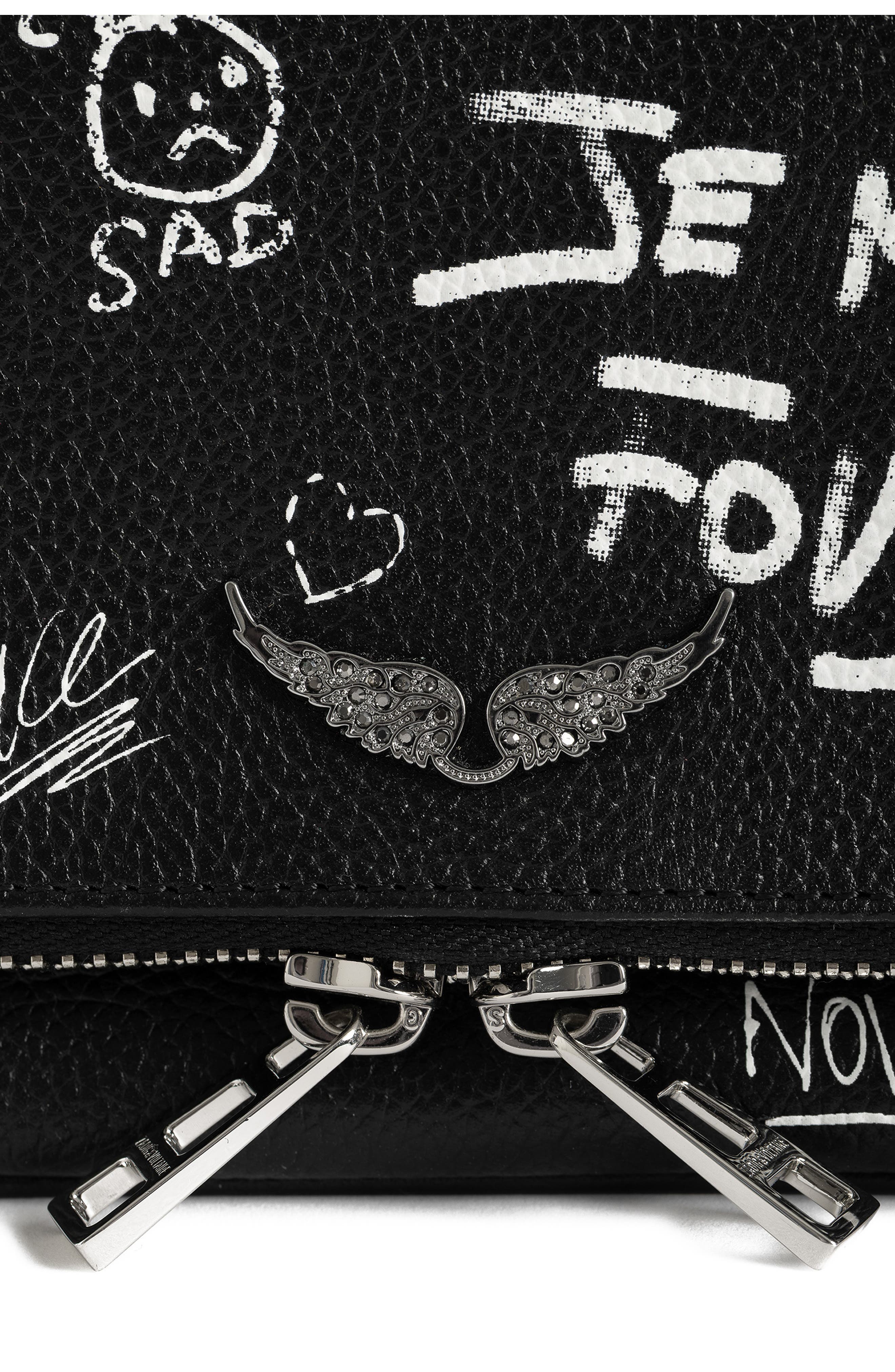 Rock Nano Arty Tag Leather Crossbody Bag, Alternate, color, BLACK