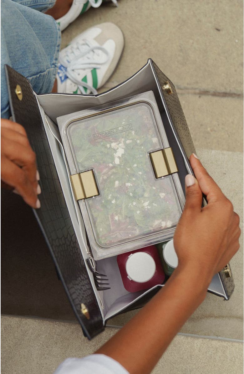 Modern Picnic LARGE LUNCHER + 2 CONTAINER SET, Alternate, color, Black Croc