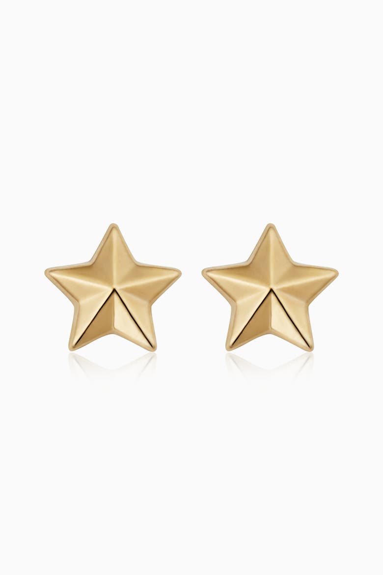 14K Yellow Gold Street Star Studs, Main, color, Yellow Gold