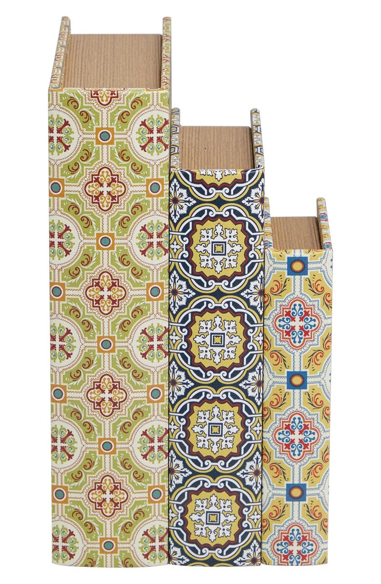 SONOMA SAGE HOME Set of 3 Faux Book Boxes, Alternate, color, Multi Colored