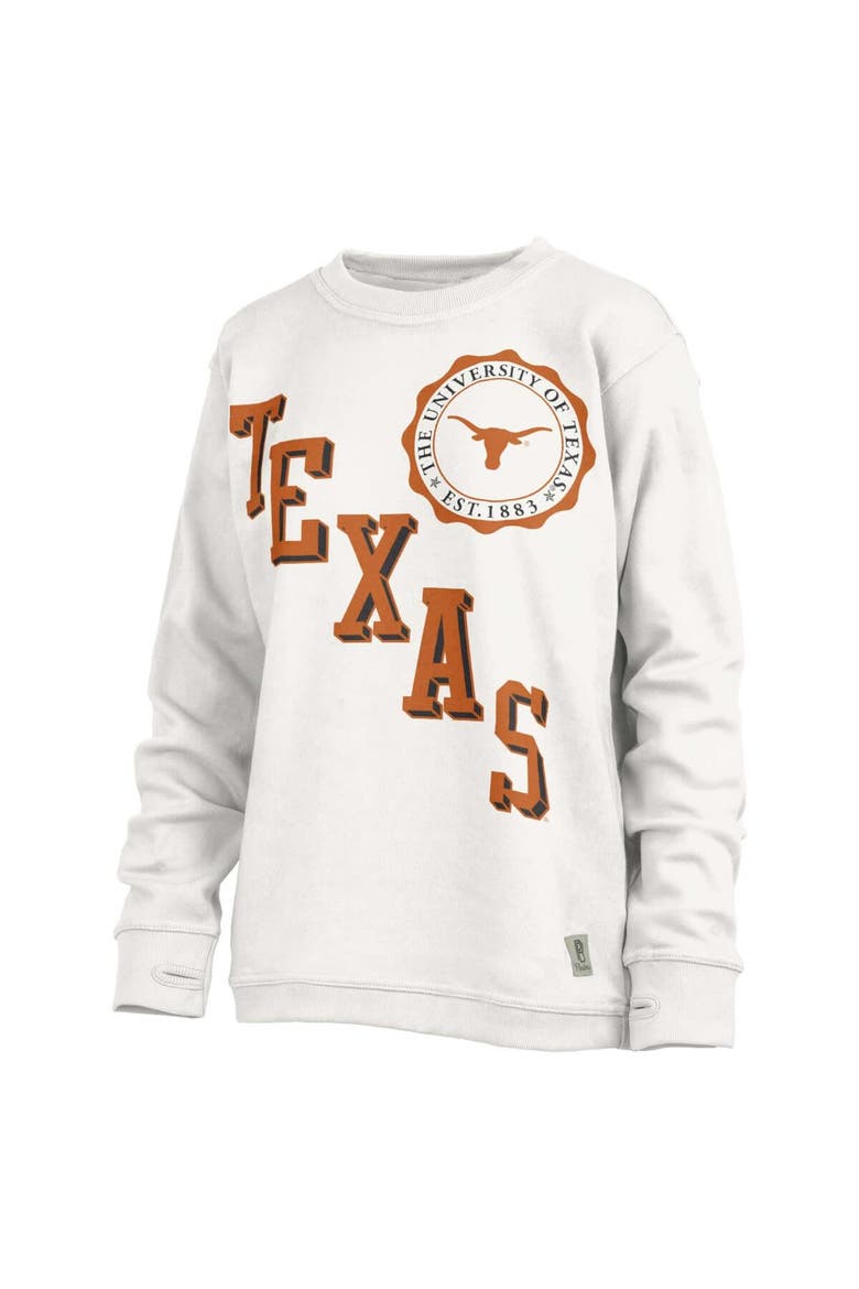 Women's Pressbox White Texas Longhorns Shoreline Sundown Pullover Sweatshirt, Main, color, White